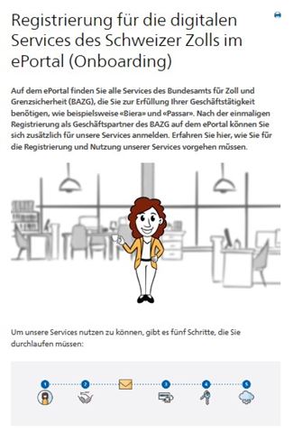 Registrierung für die digitalen Services des Schweizer Zolls im ePortal (Onboarding)!