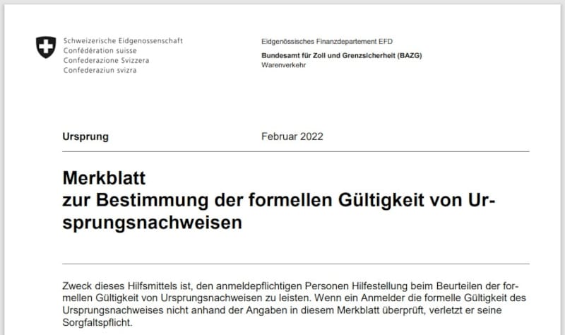 Mal wieder News zur Ausstellung von Präferenznachweisen!