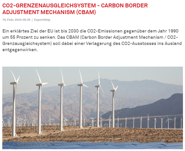 «Carbon Border Adjustment Mechanism / CO2- Grenzausgleichsystem (CBAM)»